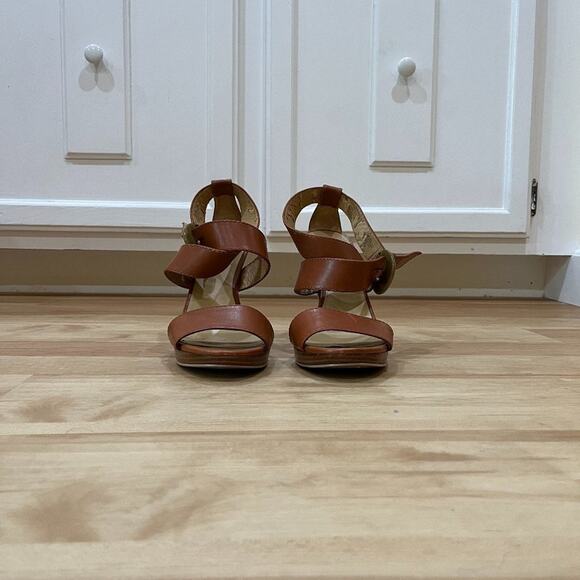 Nine West Brown Ankle Strap Heeled Sandals - Picture 1 of 4